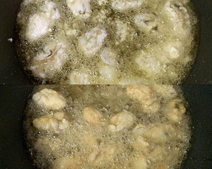 牡蛎の豆豉炒めと白菜の黒酢炒め