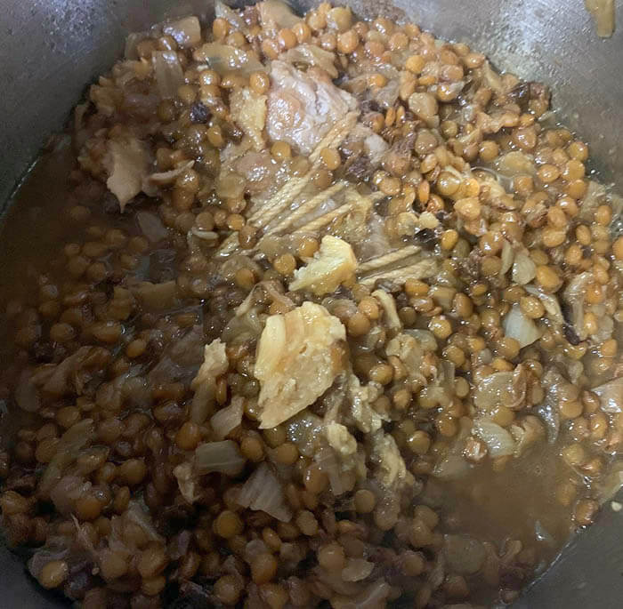 塩豚とレンズ豆の煮込み