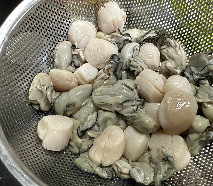 牡蛎と帆立貝柱の中華炒め