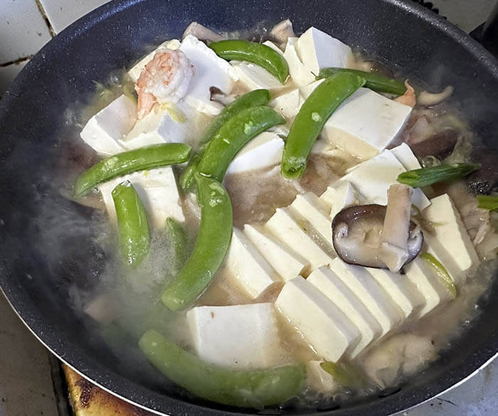 蝦仁豆腐と蠣油蒸鶏
