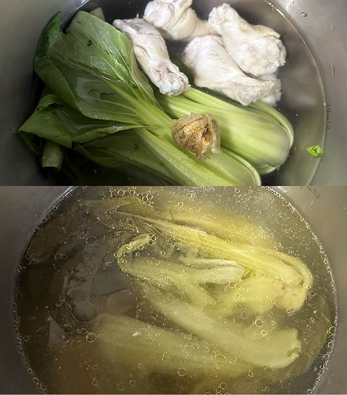 蒜苔肉絲と酸辣湯