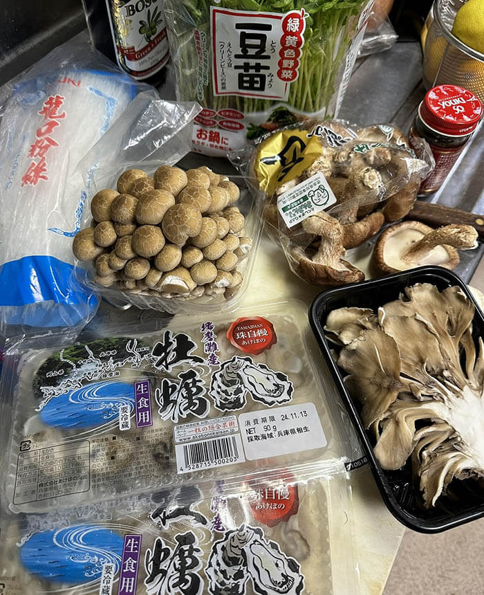 牡蠣とキノコの中華炒め