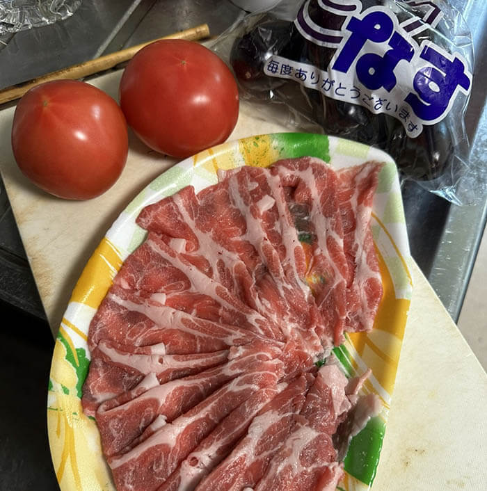 豚肉と茄子とトマトの中華炒め