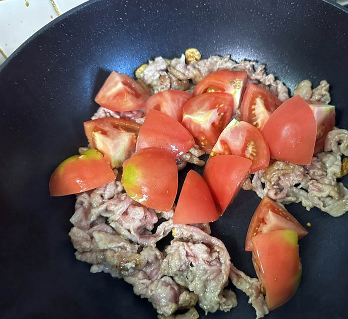 豚肉と茄子とトマトの中華炒め