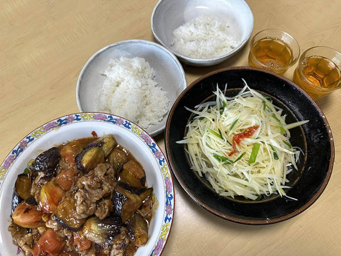 豚肉と茄子とトマトの中華炒め