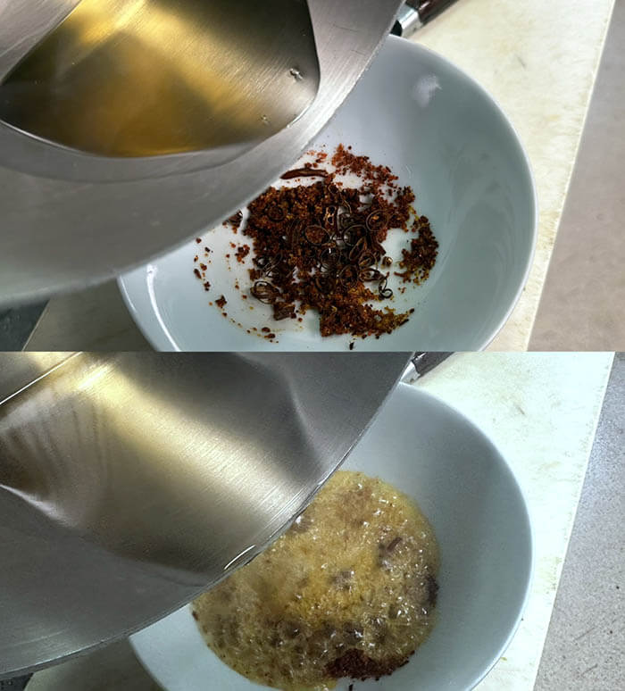 よだれ鶏+アスパラガスの高菜炒め
