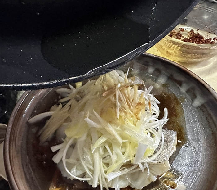 塩タラの中華蒸しと酸辣湯