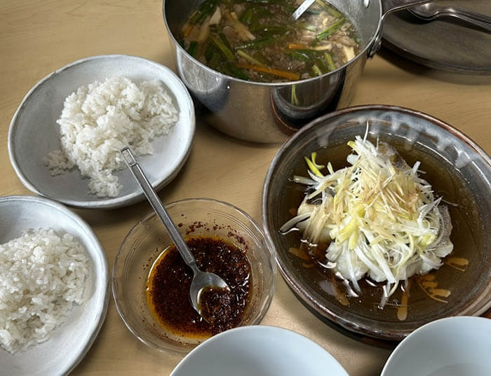 塩タラの中華蒸しと酸辣湯