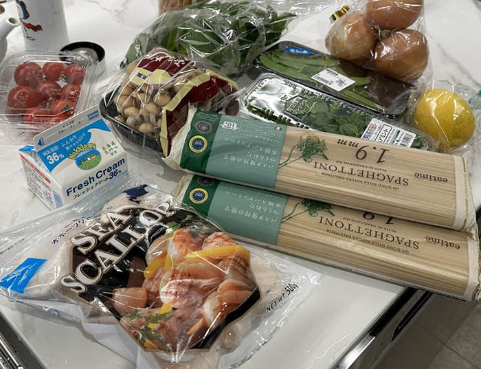 ホタテのレモンクリームパスタ