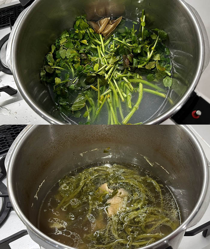 鶏肉とクレソンのスープ＆豆腐の牡蠣油煮込み