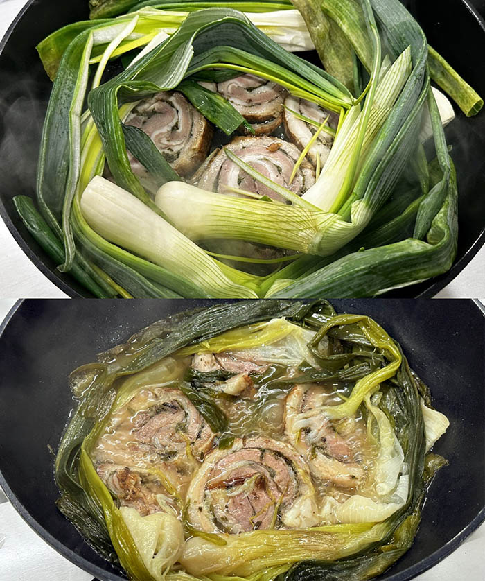 葉玉ねぎとポルケッタのパスタ