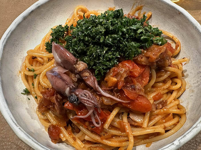 ホタルイカのラグーのパスタ